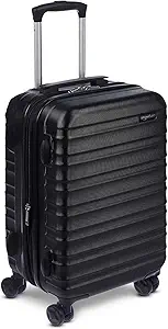 Amazon Basics 21" Hardside Carry-On Luggage with Spinner Wheels, Expandable, Black
