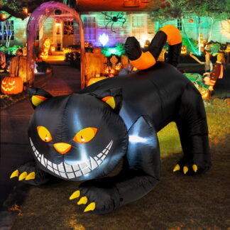 GOOSH 6 FT Halloween Inflatable Black Cat with Shakable Head and Built-in LED Lights