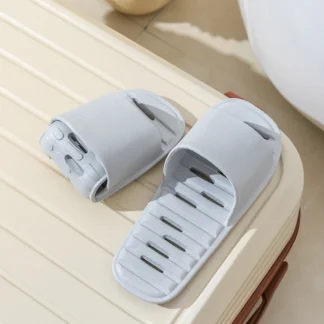 BUXTON Cozy Lightweight Memory Foam Indoor Slippers - Foldable Travel Slippers (Grey, L/XL)