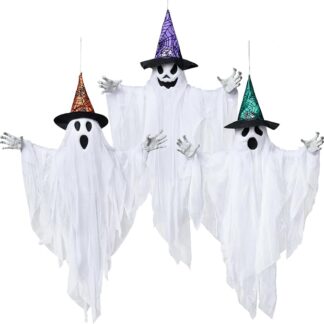 JOYIN 3 Pack 24.8" Hanging Ghost Decorations with hats