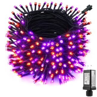 300 LED Halloween String Lights, Orange & Purple, 98.5 FT, 8 Lighting Modes
