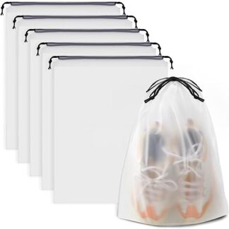 COIDEA Shoe Bags for Travel, Waterproof Drawstring Shoe Organizer (Clear)