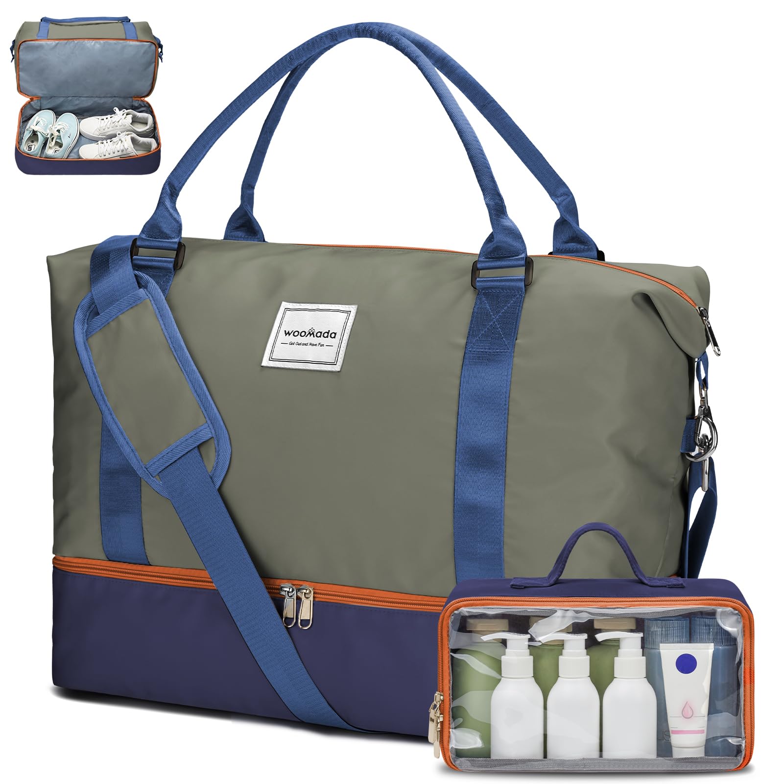 WOOMADA Weekender Bag for Women with Toiletry Bag