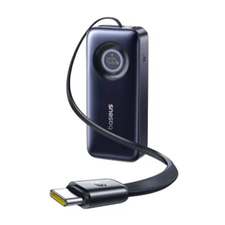 Baseus EnerCore 20000mAh 67W Power Bank with Retractable USB-C Cable (Cosmic Black)