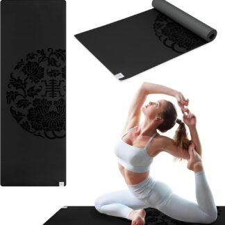 Gaiam Exercise & Fitness Mat - Premium Dry-Grip Thick Non Slip for Hot Yoga, Pilates & Floor Workouts (68"L x 24"W x 5mm) - Black