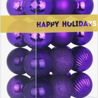 GameXcel 24Pcs Christmas Balls Ornaments, Purple, 2.5in
