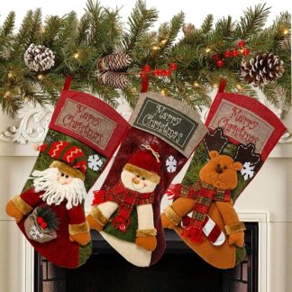 Sunnyglade 3pcs 18in Classic Christmas Stockings