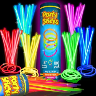 PartySticks Glow Sticks Party Supplies 100pk - 8 Inch Glow in the Dark Light Up Sticks Party Favors