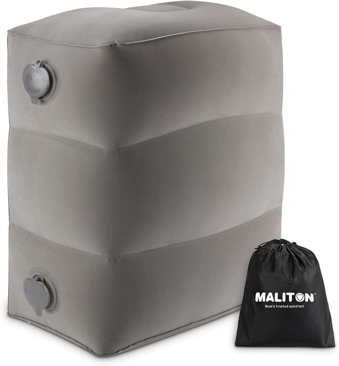 Maliton Inflatable Travel Footrest Pillow, Grey