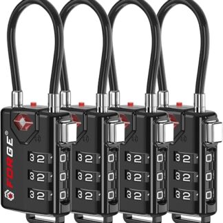 Forge TSA Approved Luggage Locks 4-Pack, Black