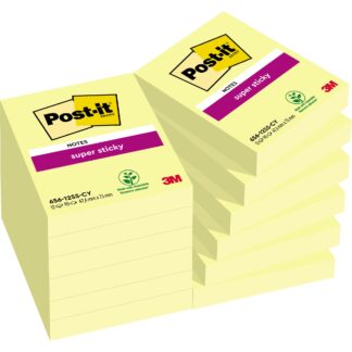Post-it Super Sticky Notes, 3x3 in, Canary Yellow, 12 Pads