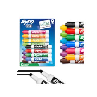 EXPO Dry Erase Markers, Chisel Tip, Assorted Colors, 12 Count