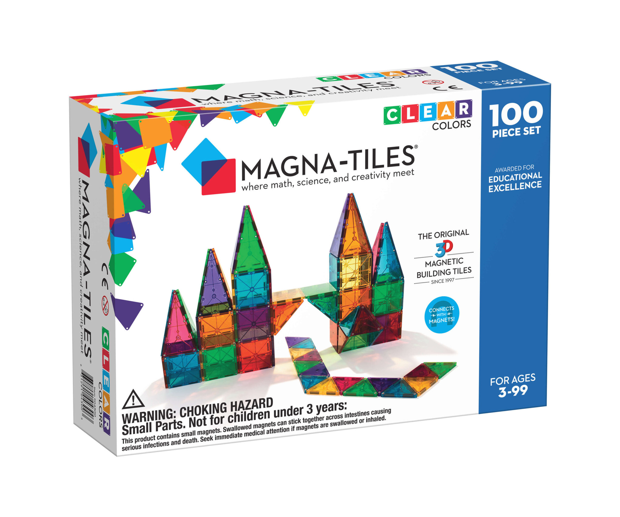 Magna-Tiles Classic 100-Piece Clear Colors Set