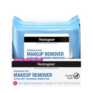 Neutrogena Fragrance-Free Makeup Remover Cleansing Face Wipes, Twin Pack (2 x 25 ct)