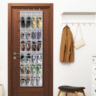 SimpleHouseware 24-Pocket Crystal Clear Over-the-Door Organizer, Gray