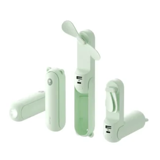 JISULIFE 3-in-1 Handheld Mini Fan with Power Bank and Flashlight, White