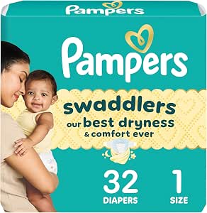 Pampers Swaddlers Diapers, Size 1 (8-14 lbs), 32 Count