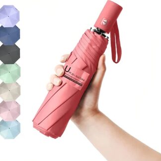 BAODINI Travel Essentials Mini Umbrella, UPF 50+ Compact with Case
